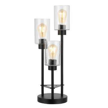 Axel Modern 20.5" Iron/Seeded Glass Modern Industrial LED Table Lamp - JONATHAN Y